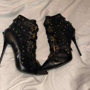 Black Leather Giuseppe Zanoti booties